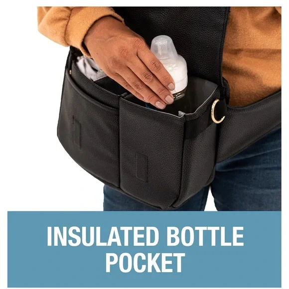 CleverMade Crossbody Black Diaper Bag Tote or Hip Pack or Stroller Organizer - Picture 5 of 6